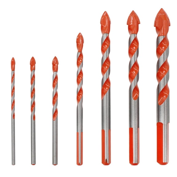 Blasgw Multifunctional Drill Bits Wall Ceramic Glass Punching Hole 7pcs Working Set orange