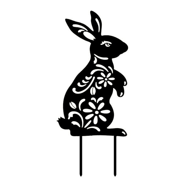 Blasgw Outdoor Wrought Acrylic Rabbit Style Plug-in Garden Decoration Ornaments Black