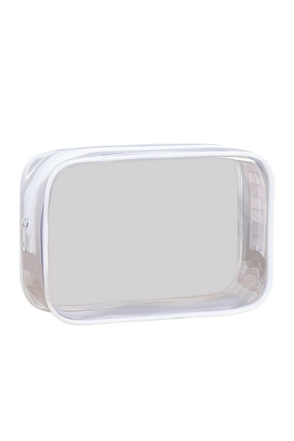 PVC Transparent Makeup Bag Clear & Portable Large Capacity Cosmetic Storage Pouch with Plastic Zipper Waterproof Wash Bag for Toiletries, Beauty Essentials Effortless Organization White