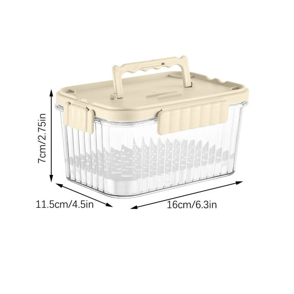 Blasgw Picnic Refrigerated Preservation Box Food Storage Box With Fork Children's Complementary Food Sealed Box Fruit Box Beige