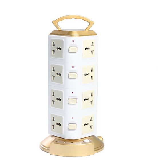 Blasgw Power Strip Surge Protector-Power Strip Tower With 3 USB Ports&16 Universal Socket Plugs , 6.6 Feet Long Extension Cord-Universal Charging Station Vertical Sock White