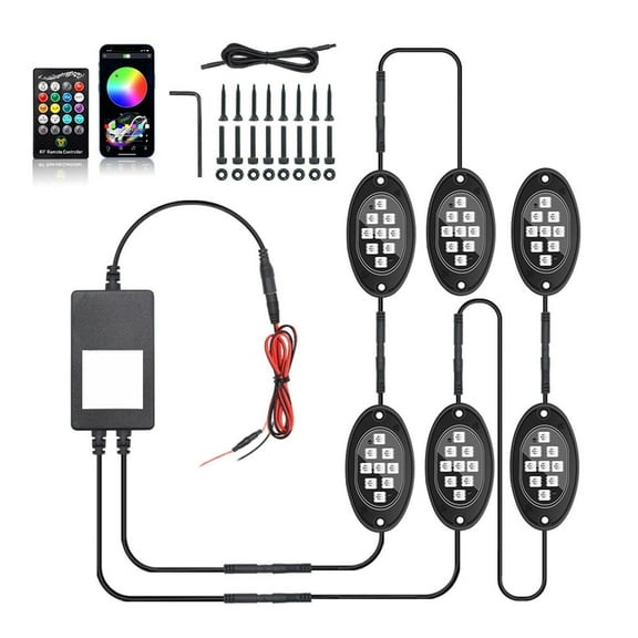 Blasgw RGB Chassis Light Trailer Six Bluetooth Wireless Remote Control Off-road Vehicle Chassis Atmosphere Light Black