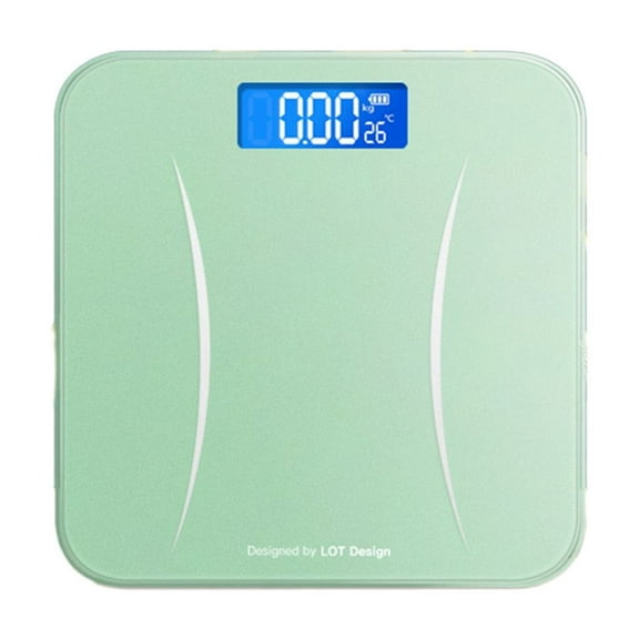 Blasgw Rechargeable Glass Body Weight Scale with Room Temperature Display - Fashionable Design, Sensitive Sensor, Luminous Screen for Easy Readings Green