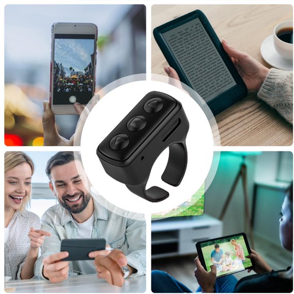 Blasgw Remote Control Short Video APP Page Turner For Phone Camera, Bluetooth Button Clicker Vidoe Scrolling Ring Rechargeable Camera Remote All Kinds Black