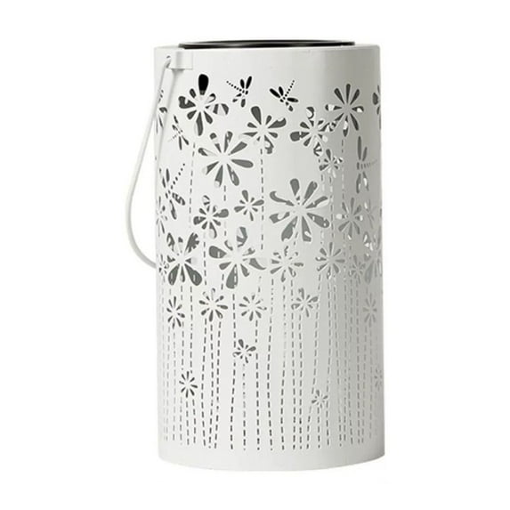 Blasgw Solar Lanterns Outdoor Hanging Lights Metal Decor Lantern with LED, Elegant Garden Decoration for Patios White