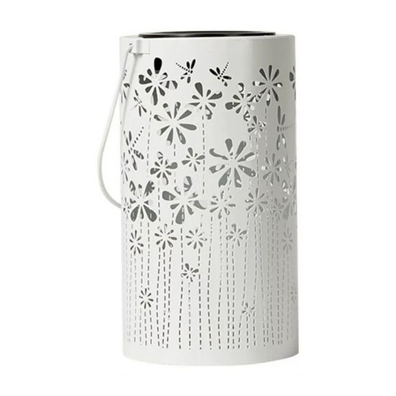 Blasgw Solar Lanterns Outdoor Hanging Lights Metal Decor Lantern with LED, Elegant Garden Decoration for Patios White