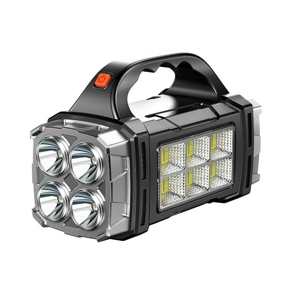 Blasgw Solar Portable Light Outdoor Led Multi-function Red And Blue Flashing Cob Side Light Emergency Flashlight Searchlight Silver