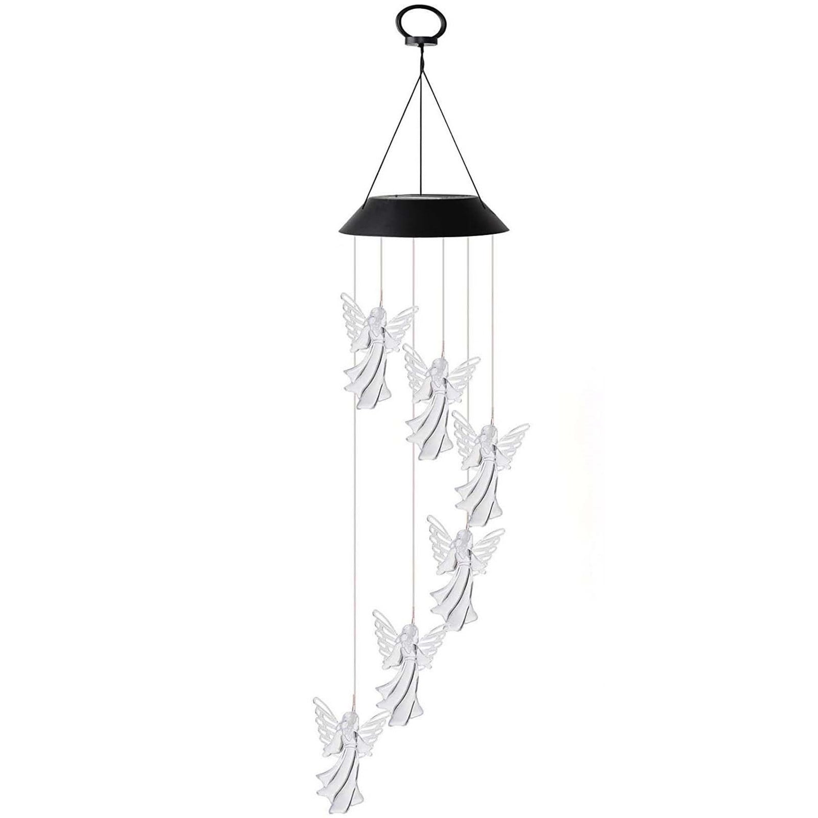 Blasgw Solar Powered Angel Wind Chime Spinner with String for Outdoor