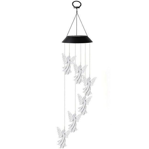 Blasgw Solar Powered Angel Wind Chime Spinner with String for Outdoor Garden Décor Solar Guardians Angel Wind Chime Spinners String Hanging Outdoor Garden Decorations As shown