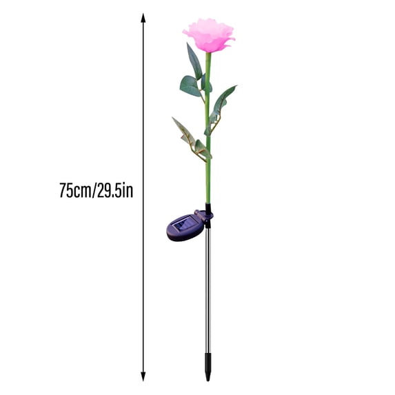 Blasgw Solar-Powered LED Garden Light Single Head Rose Simulation for Outdoor Landscape Illumination Pink