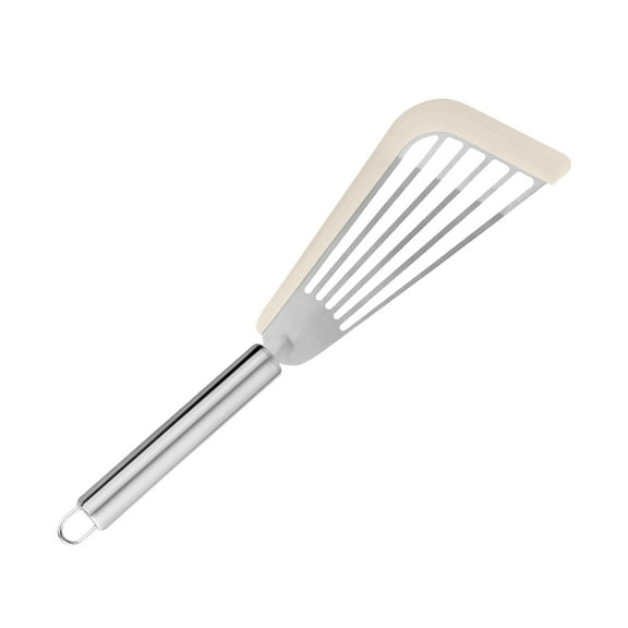 Blasgw Stainless Steel Steak Frying Fish Spatula, Fan-shaped Spatula, Silicone Spatula, Non Stick Pan, Special Pancake Spatula Beige