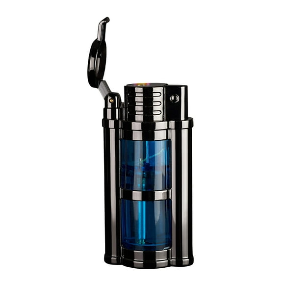 Blasgw Transparent Compartment Visible Gas Window Direct Charging Lighter Personality Multi Color Gas Compartment Red Blue Flame Lighter A