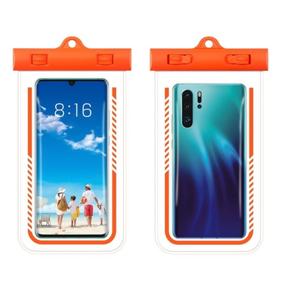 Blasgw Universal Phone Pouch IPX8 Phone Case For Beach Underwater Cellphone Dry Bag With Lanyard Fits All Phones Up To 7.2IN Orange