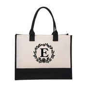 Blasgw Women's Fashion Canvas Handbag Cotton Canvas Letter Beach Bag Fashion European And American Fashion Handbag Canvas Shopping Bag E