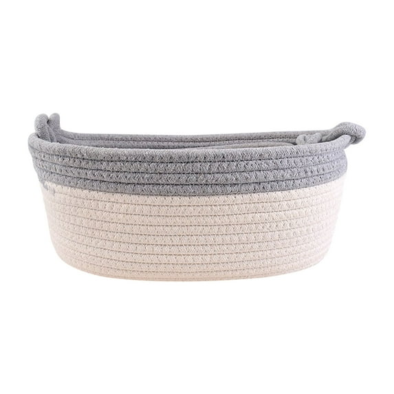 Blasgw Woven Cotton Rope Basket Fabric Basket For Organisation And Storage, Small Laundry Basket For Desktop Storage, Living Room Clutter Storage Gray