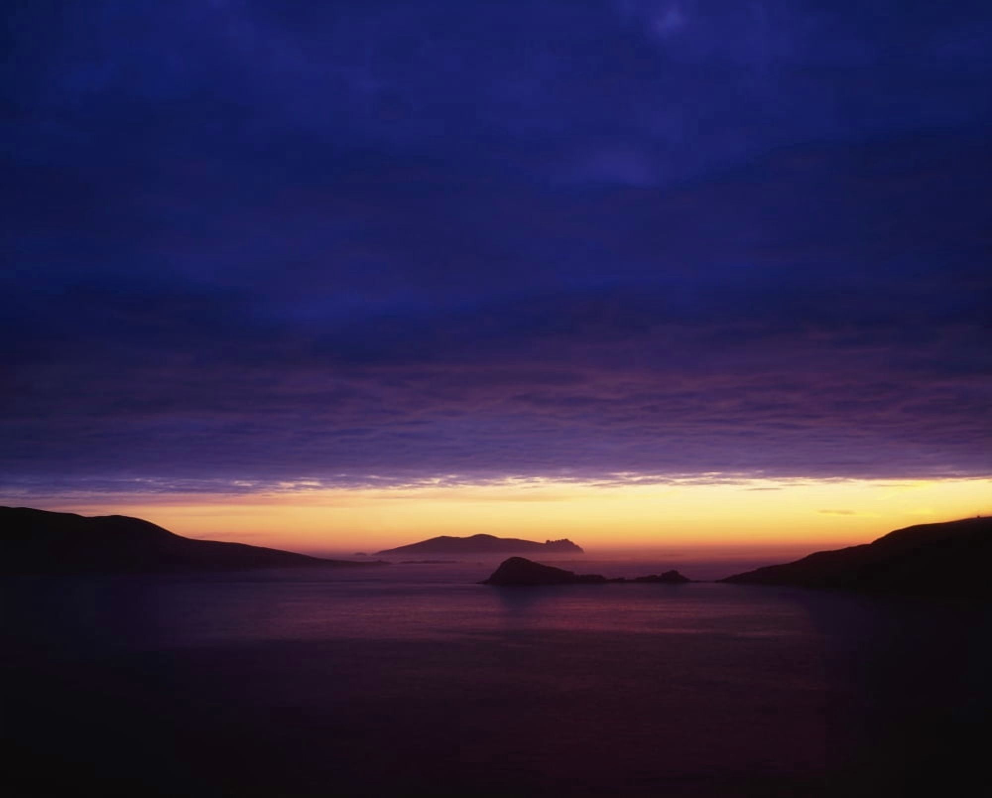 Blasket Islands Co Kerry Ireland Sunset Over The Dingle Peninsula Canvas Art - The Irish Image Collection Design Pics (17 x 13)