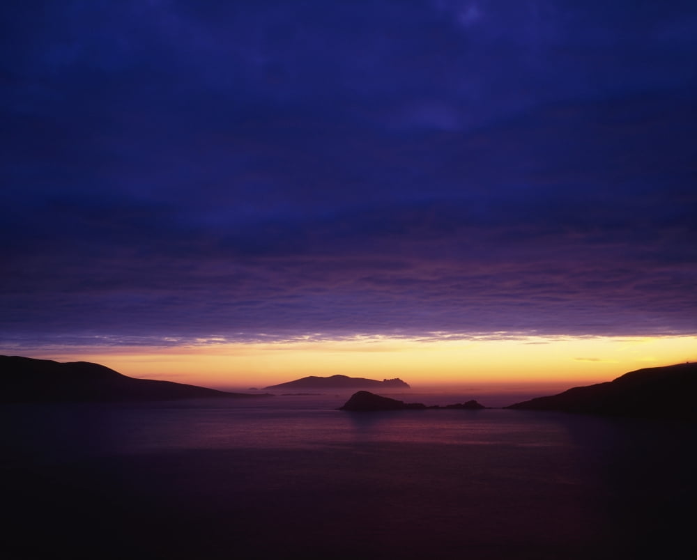 Blasket Islands Co Kerry Ireland Sunset Over The Dingle Peninsula Canvas Art - The Irish Image Collection Design Pics (34 x 26)