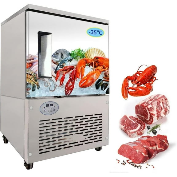 Blast Chiller Commercial Blast Freezer 150L 5 Trays, Blast Chiller Freezer, Gelato Ice Cream Freezer, Stainless Steel Blast Chiller for Baking, Dumplings, Meat, Seafood, Fish, Bread