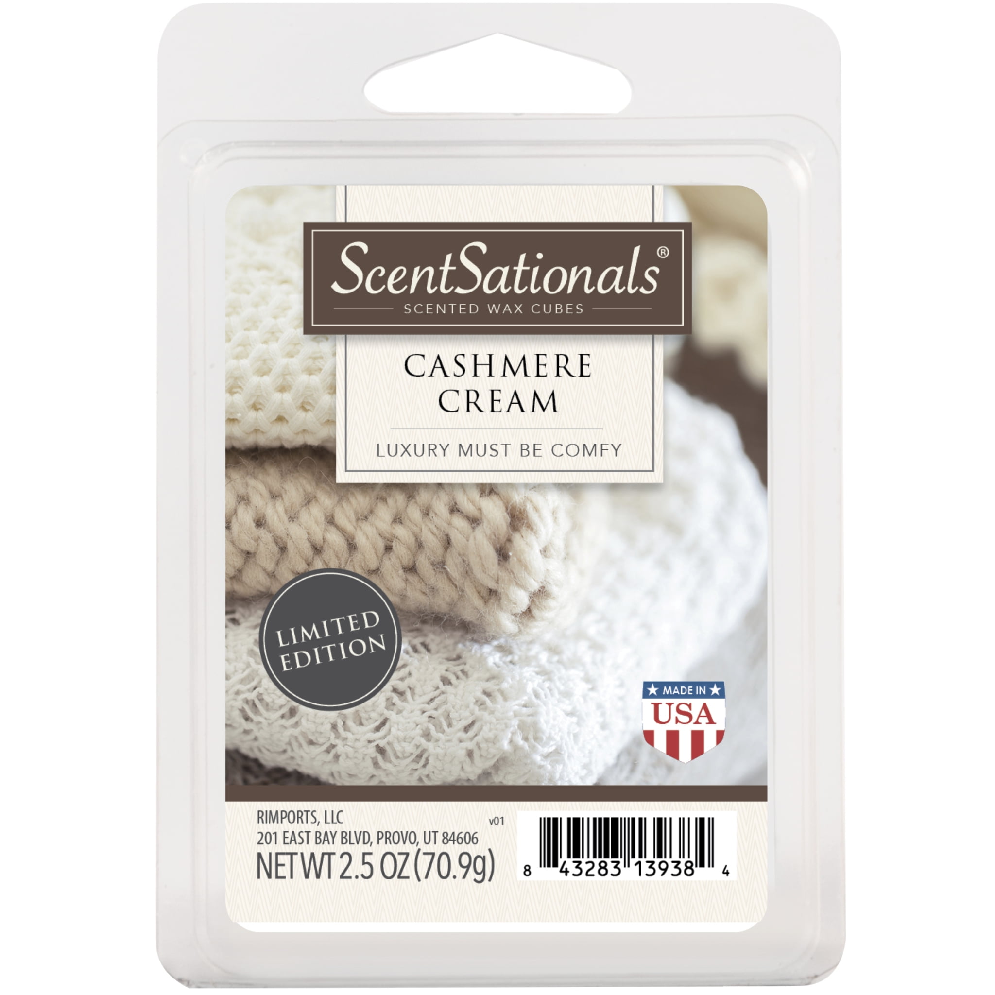 Blast From The Past Collection: Cashmere Cream Scented Wax Melts, ScentSationals, 2.5 Oz (1-Pack)