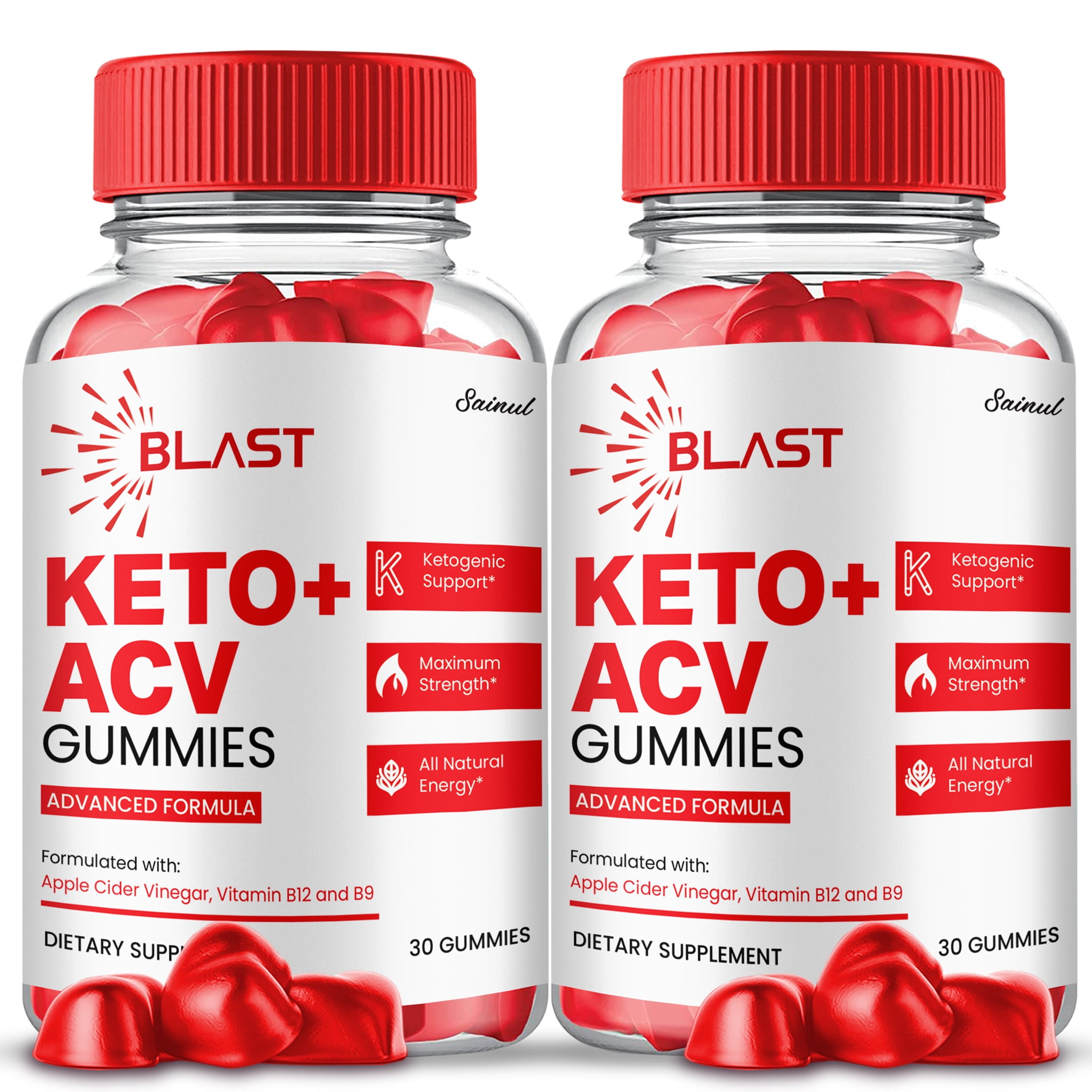 Blast Keto ACV Gummies, Maximum Strength Formula, Blast Keto + ACV Supplement Gelatin Free, 2 Month Supply  (2 pack)