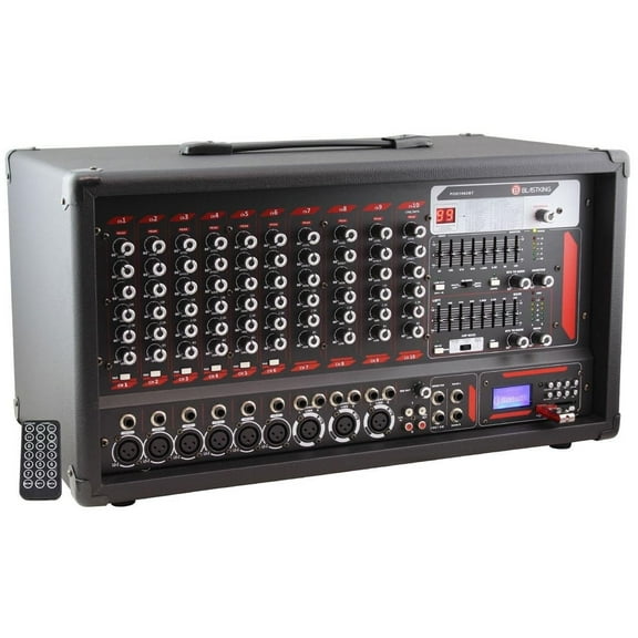 Blast King POD1062BT 10-Channel Powered Mixer with Bluetooth, MP3 Player & Equalizer, Black
