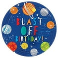 thumbnail image 1 of Blast Off Birthday Round Metallic Plates, 10 1/2", 8 per package, 1 of 1