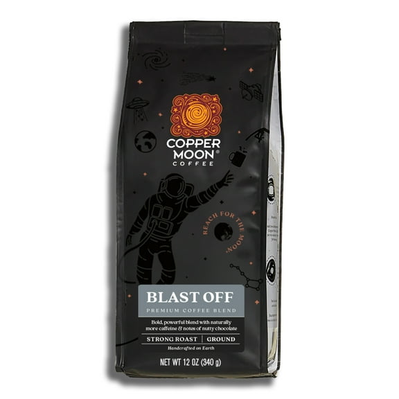 Copper Moon Dark Roast Ground Coffee, Blast Off Blend, 12 Ounce Bag