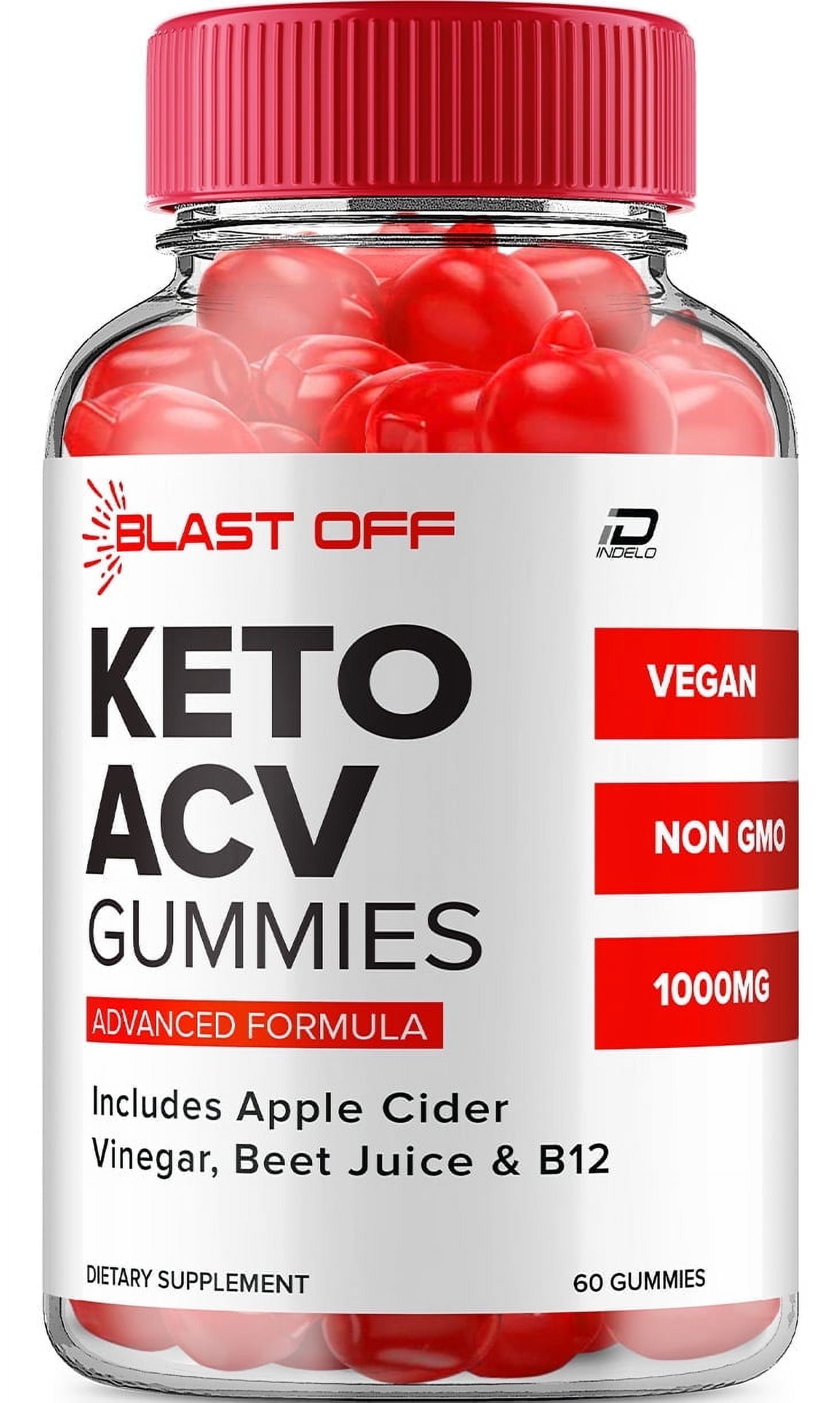 Blast Off Keto ACV Gummies Supplement - Blast Keto ACV Gummy Apple Cider Vinegar 1000MG, 1 Pack, 60 Gummies