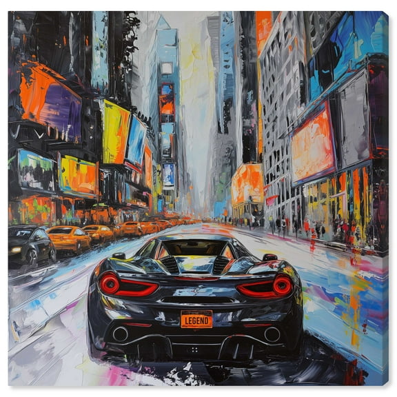 Blast The Speakers Car Canvas Wall Art by Notoriart, Gallery Wrapped, 30" x 30"