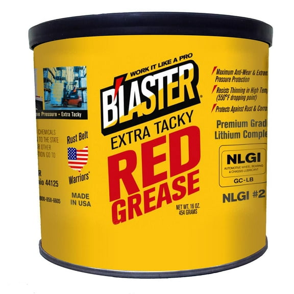 Blaster Extra Tacky Red Grease, High Temp Protection and Lubrication 16 oz.