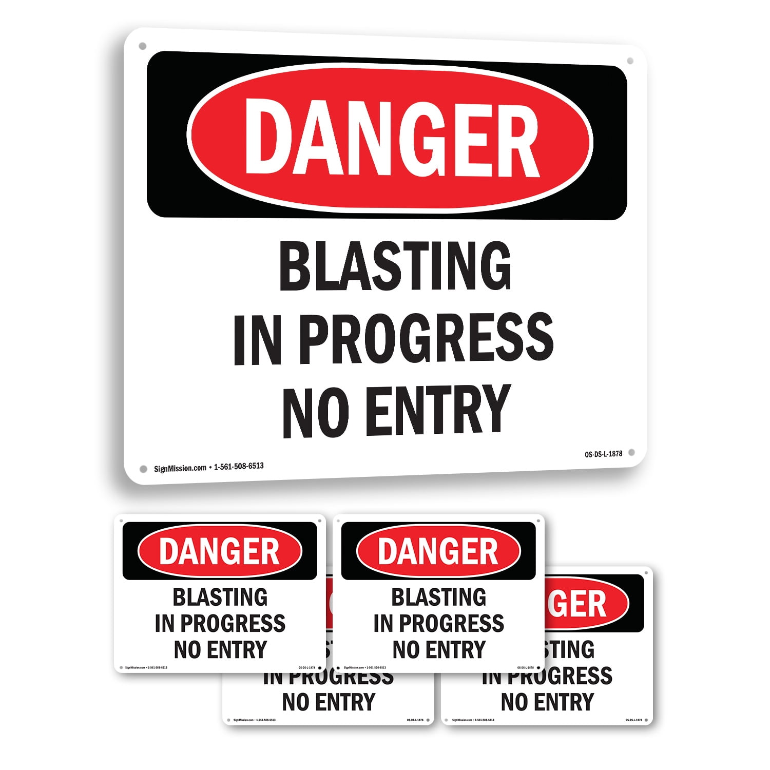 Blasting In Progress No Entry OSHA Danger Aluminum Sign 10 Inch x 7 ...