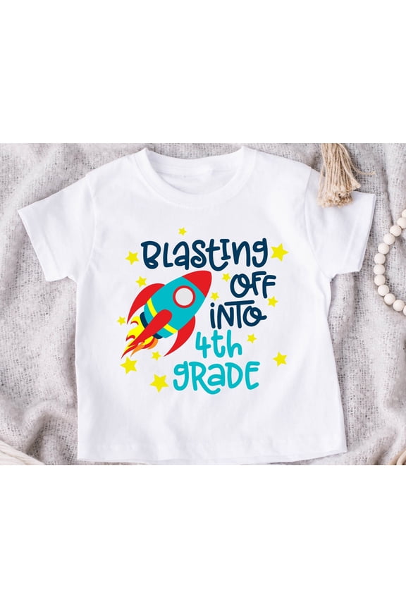 Blasting Off Into 1st 2nd 3rd 4th 5th Grade Shirt Boys Back to School Kinder T Shirt Rocke