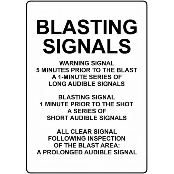 Blasting Signals Explosive Material Safety Metal Tin Sign 8"x12" - Blasting Warning, Construction Industrial Mark