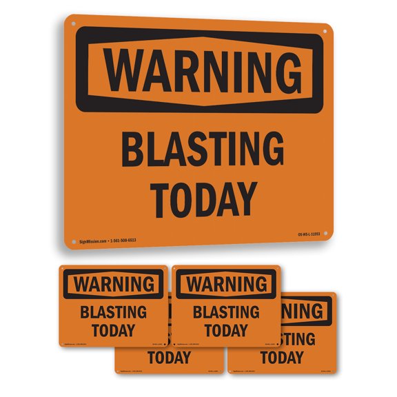 Blasting Today OSHA WARNING Aluminum Sign 14 Inch x 10 Inch - 5 Pack