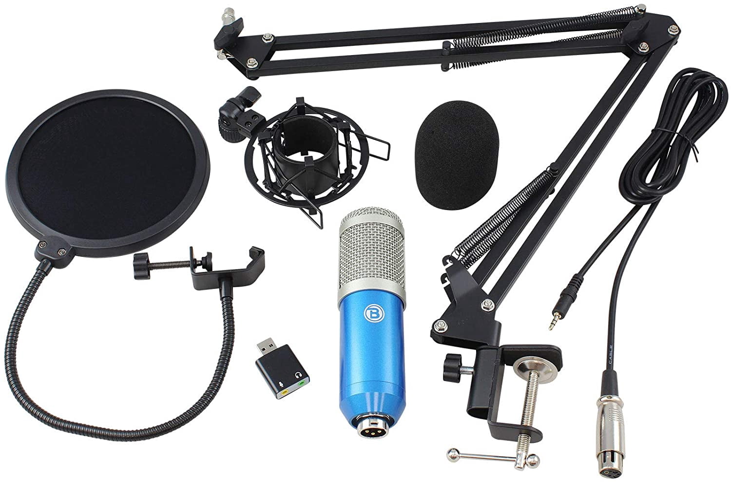 Blastking IP-MIC KIT-BLU Cardioid Condenser Microphone for podcasts Broadcasting - Blue