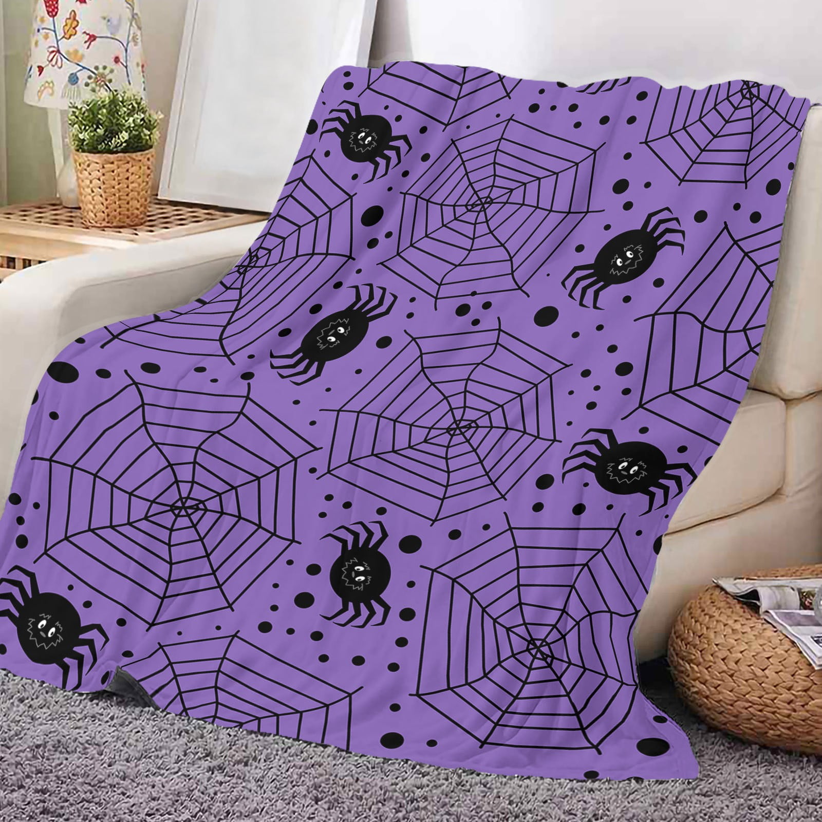 Blateno Halloween Throw Blanket Decorated Pumpkins Pattern Print on