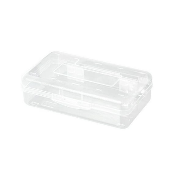 Blateno Plastic Pencil Box 5x8 Inch, Large Capacity Pencil Box, Clear Boxes with Snap-tight Lid, Stackable Design, Hard Plastic Storage Boxes for Pencils, Pens, Crayons, Office and Studying Supplies