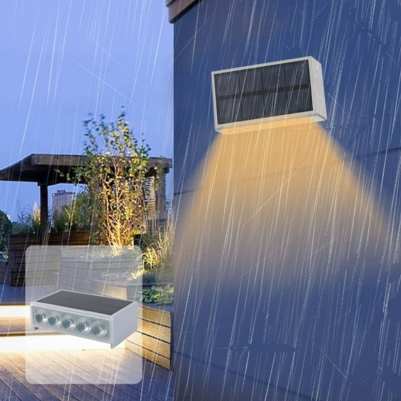 Blateno Solar Lights Decorative Up Down Outdoor Wall Sconce Light Flood Lights Dusk to Dawn Outdoor Lighting Fixture Bright Deck Lights Outdoor Waterproof Fence Solar Lamp for Post Patio Yard Porch