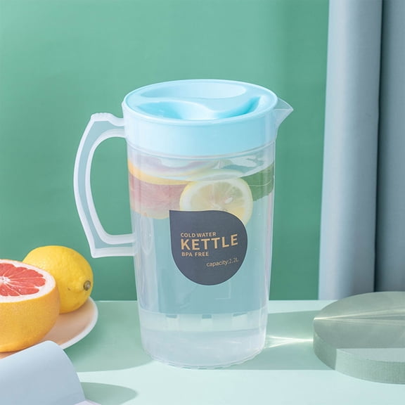 Blateno Water Pitcher with Lid, 77.42oz Plastic Pitcher with Lid for Water Juice Lemonade Fridge Storage, Shatter-Proof Bpa-Free Eco-Friendly Plastic Pitchers with Thermal Insulation Handle