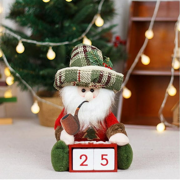 weibbin Wooden Snowman Christmas Countdown Calendar with Two Number Squares and Bell Decoration, Office Desk Christmas Decoration Calendar, Craft Ornament