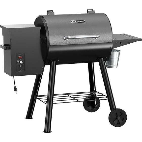 Blatomic 440 SQ.IN Wood Pellet Grill, 500°F Max Temperature Pellet Grills with Side Table,Grease Bucket