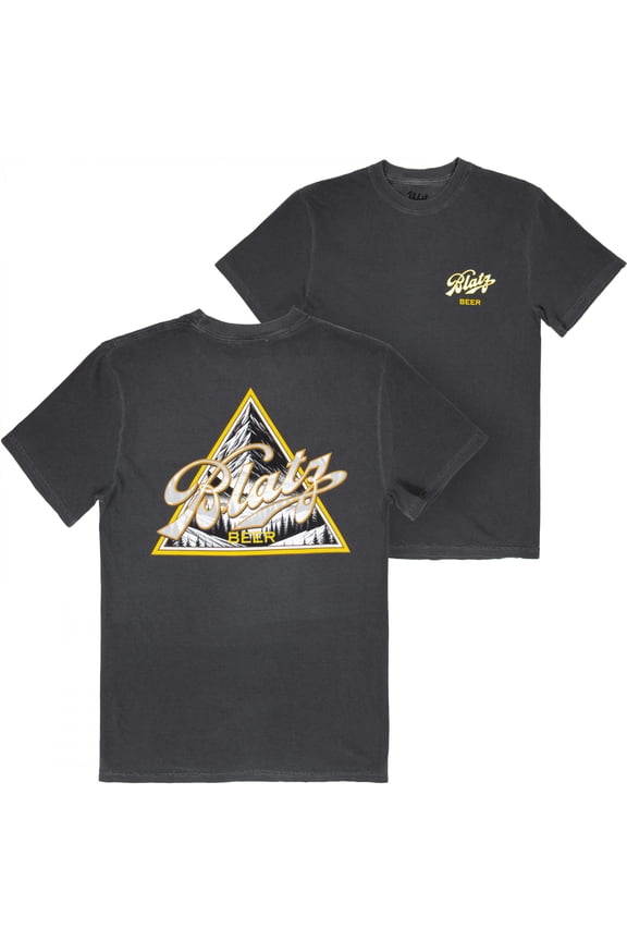 897161-4xlarge Triangle Mountain Logo Black Front & Back Print T-Shirt - 4XL