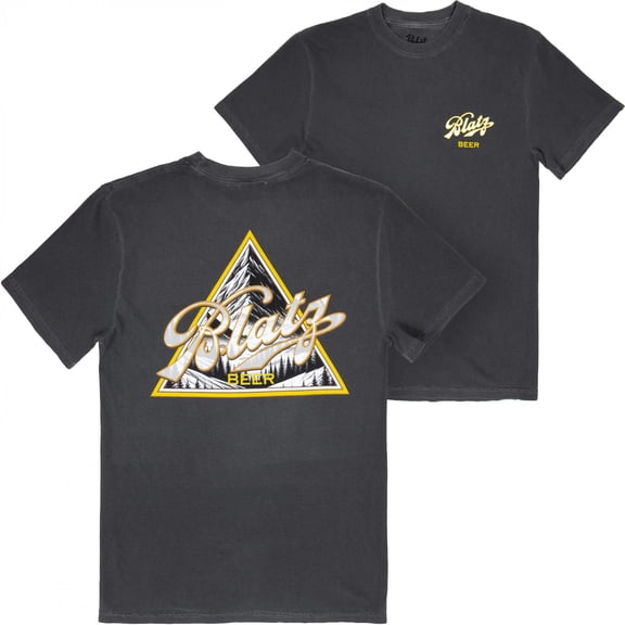 Blatz Triangle Mountain Logo Black Front and Back Print T-Shirt-XLarge