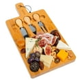 thumbnail image 1 of BlauKe® Bamboo Cheese Board and Knife Set 12x8 inch - Wood Cheese Cutting Board, Serving Tray Platter, Charcuterie Board Set, Magnetic Cheese Knives, 1 of 18