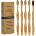 thumbnail image 1 of BlauKe® Bamboo Toothbrushes Medium Bristles 5-Pack – 4 White Wooden Toothbrushes, 1 Black Charcoal Toothbrush – Biodegradable Natural Eco Friendly, 1 of 19
