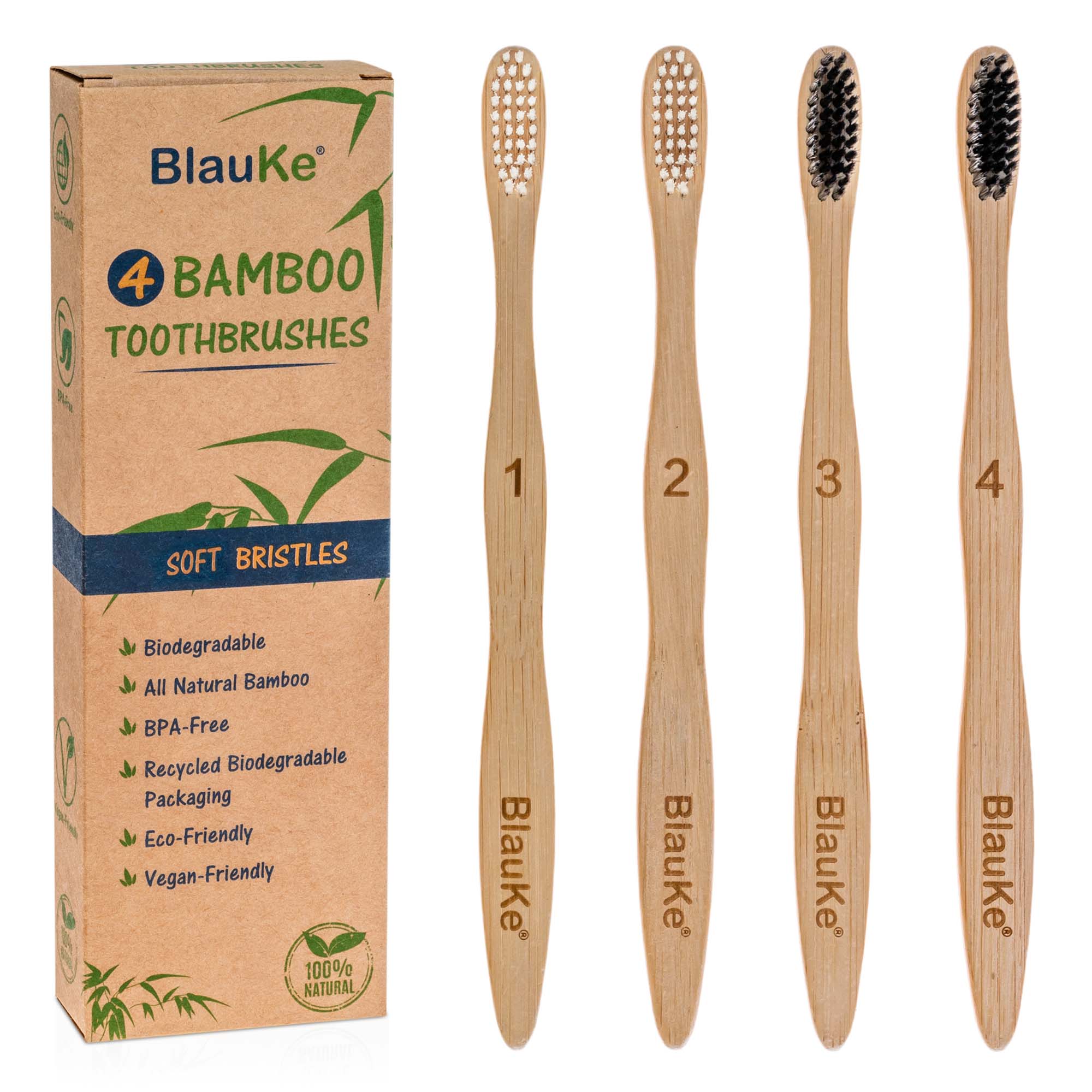 Natural Bamboo Charcoal Toothbrush 100 Organic, Biodegradable and