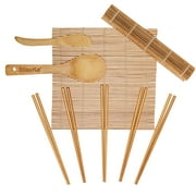 BlauKe  Sushi Making Kit   2 Bamboo Sushi Rolling Mats, 5 Pairs Chopsticks, Rice Paddle, Spreader   Beginner Sushi Maker Kit with Roller Mat and Accessories