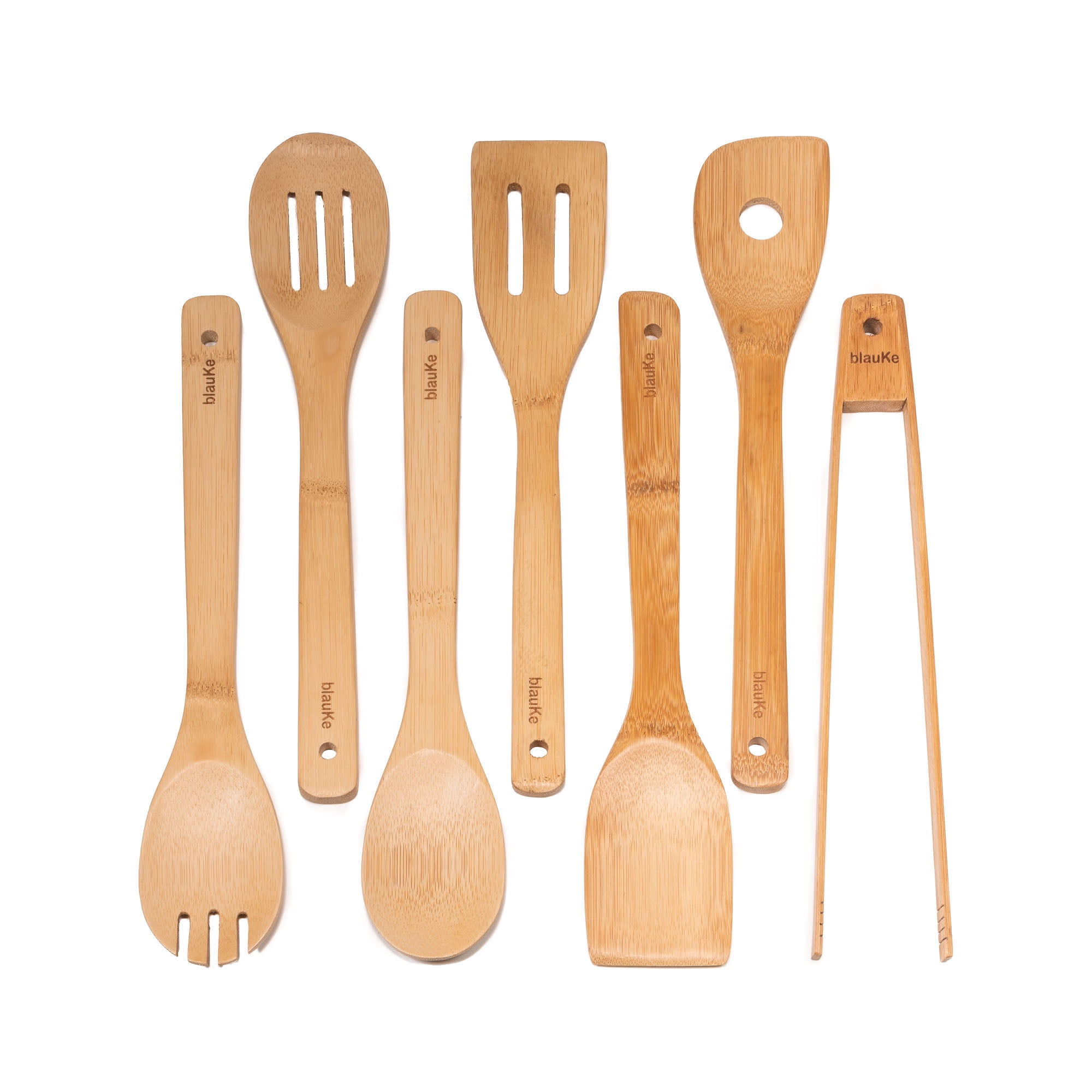 Bamboo Kitchen Utensils Set 8-Pack - Wooden Cooking Utensils for Nonstick  Cookware - Wooden Cooking Spoons, Spatulas, Turner, Tongs, Utensil Holder