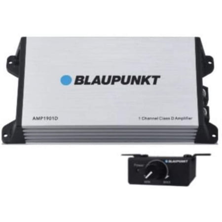 Blaupunkt AMP1901D 1-Channel 2000W Class D Car Amplifier, 8" x 6" x 2", Aluminum