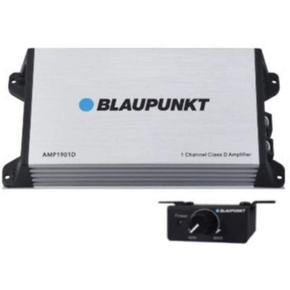 Blaupunkt AMP1901D 1-Channel 2000W Class D Car Amplifier, 8" x 6" x 2", Aluminum